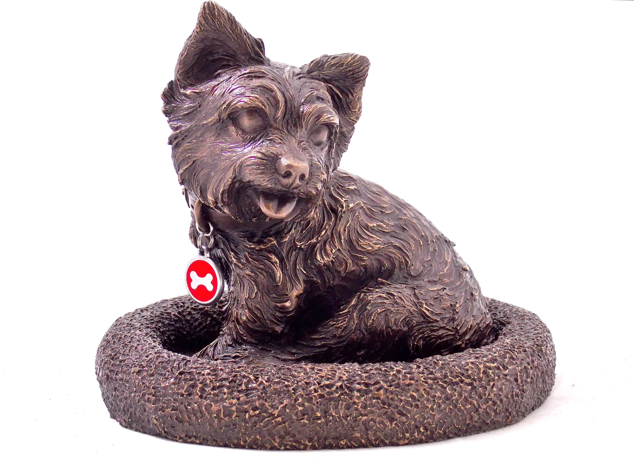 Custom sculpted Yorkie Dog urn