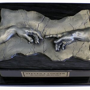 Renaissance Black Marble Urn w/Pewter Plaque