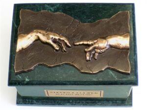 Renaissance Green Marble Urn w/Bronze Plaque