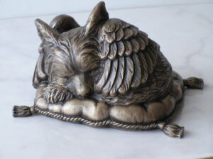 Custom sculpted Yorkie dog urn