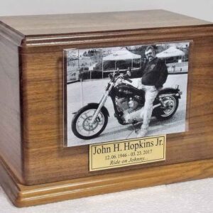 Walnut Wood Urn w/Photo Frame