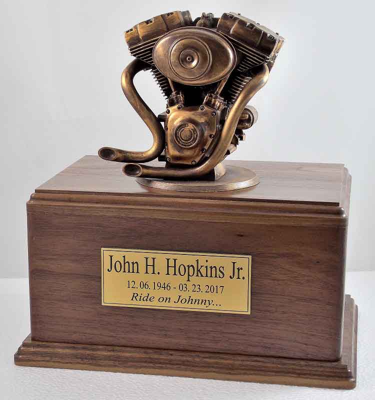 Bronze Motorcycle Urn Walnut Version
