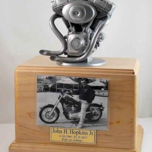Silver Motorcycle Urn Maple Version