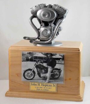 Silver Motorcycle Urn Maple Version