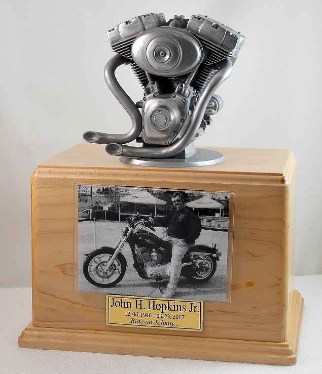 Silver Motorcycle Urn Maple Version