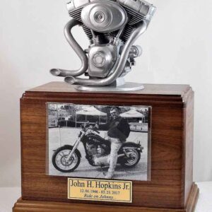 Silver Motorcycle Urn Walnut Version
