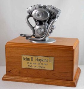 Silver Motorcycle Urn Cherry Version