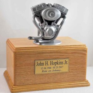 Silver Motorcycle Urn Oak Version