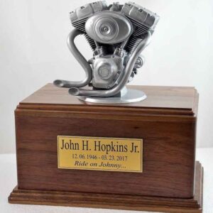 Silver Motorcycle Urn Walnut Version